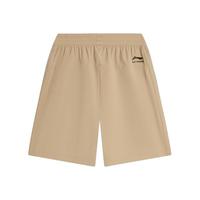 李宁 LI-NING童装针织运动裤男小童24夏季高弹舒适纯色简约松紧裤腰运动裤 薰香杏-4 110