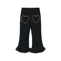 贝贝怡童装女童长裤2024春季甜美喇叭裤儿童中大童舒适休闲裤 黑色 110