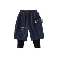 戴维贝拉（DAVE＆BELLA）儿童针织假两件裤子小童休闲裤男童运动裤宝宝长裤秋季童裤 牛仔蓝 110cm(身高100-110cm)
