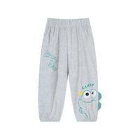 贝贝怡儿童防蚊裤男童夏季薄款休闲裤宝宝洋气外穿宽松长裤子 花灰 90cm