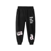 asics亚瑟士【商城同款】童装秋季趣味图案针织长裤弹力运动裤新 001黑色 105cm