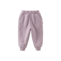 戴维贝拉（DAVE＆BELLA）童裤女宝宝裤子男童加绒长裤2024秋冬儿童休闲裤小童束脚裤 灰紫色 120cm(身高110-120cm)