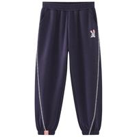 迪士尼（Disney）童装女童针织分割运动长裤2024年春秋装儿童多巴胺卫裤裤子 藏青 120