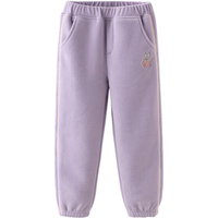 戴维贝拉（DAVE＆BELLA）中大童运动裤加绒男童休闲裤2024冬季童裤小女孩长裤儿童裤子 灰紫色 110cm（身高100-110cm）