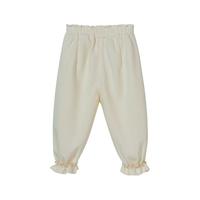 贝贝怡裤子女2024春夏季长裤束脚花边可爱透气百搭童装 米白 110cm