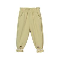 贝贝怡裤子女2024春夏季长裤束脚花边可爱透气百搭童装 鹅黄 120cm