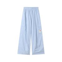 ELLE KIDS童装 轻薄透气糖果色工装裤夏季女儿童宽松垂感长裤 蓝色 110/120