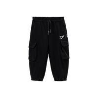 贝贝怡运动裤男童春秋款休闲裤2024儿童时尚工装裤宽松长裤童装 黑色 90cm