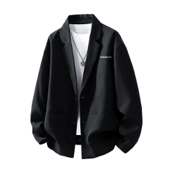 :CHOCOOLATE CHOCOOLATE 商务休闲纯色宽松夹克 黑色 3XL
