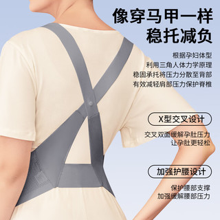 太子贝贝德国托腹带中晚期护腰保胎加强带透气舒适高弹防勒浅蓝灰M码 五代浅蓝灰M（腹底围88-102cm）