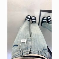 复古蓝纹理宽松直筒牛仔裤女秋季高腰显瘦垂感百搭拖地阔腿裤