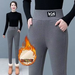 LNAN加绒打底裤女外穿2025冬季新款百搭加绒加厚紧身高腰保暖棉裤 黑色巨厚800G X