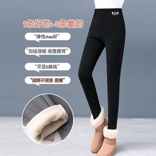 LNAN加绒打底裤女外穿2025冬季新款百搭加绒加厚紧身高腰保暖棉裤 黑色巨厚800G X