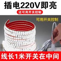 灯带led灯条带开关插电自粘超亮220V户外防水家用照明货架软灯带