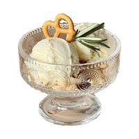 德蒂芙ins风冰淇淋球杯玻璃酸奶碗高脚甜品碗高颜值雪糕奶昔布丁慕斯杯