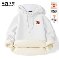 马克华菲(MARK FAIRWHALE)秋冬季酷丝格加绒加厚连帽卫衣男装宽松舒适潮流百搭简约外套 【加绒加厚】-白 #JMK小红马 XL