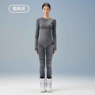 猫人「御风」滑雪速干衣男女户外功能运动套装压缩衣排汗保暖内衣 女烟雨灰 蓄热保暖 M