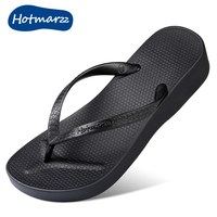 移动端：黑玛 坡跟拖鞋女夏季外穿厚底凉拖鞋防滑沙滩鞋简约居家人字拖纯色高跟 黑色 37