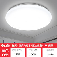 祎琳 吸顶灯LED超亮家用客厅卧室厨房灯具圆形楼梯阳台简约面包灯灯具 12瓦20CM白光