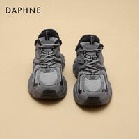 DAPHNE达芙妮复古老爹鞋女2025新款冬季百搭运动雪地靴厚底增高加绒保暖棉鞋 深灰色 【厚底加绒】 37