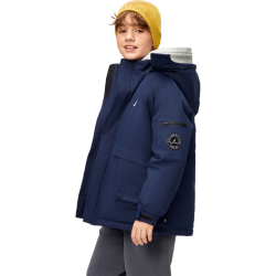 NAUTICA 童装男童女童羽绒服儿童冬季石墨烯户外大童保暖外套衣服 浅灰 165