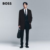 BOSS 【商务通勤】毛混纺面料西装领宽松羊毛大衣外套