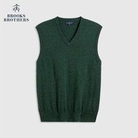 Brooks Brothers/布克兄弟男士25秋冬美利奴羊毛V领针织背心 3002-深绿色 M