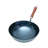 章丘铁锅手工锻打铁锅无涂层物理不粘锅炒锅熟铁圆底炒菜锅陈士彬32cm 锻打2万锤烤蓝 32cm