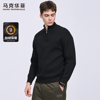 马克华菲【加绒】半拉链立领毛衣男装2025冬季复古保暖针织衫 黑色 3XL (190)