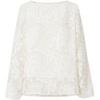 红袖小众气质雪纺衫2025春季女装花朵剪花流苏微喇一字领短上衣 米白004（3.8） M