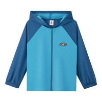左西【2024夏季】男童连帽外套儿童透气网眼户外遮阳服 蓝色 110 