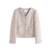 自巧小个子初秋小香风外套女2024短款法式气质通勤短款开衫 米灰杂花 XXS (1码)