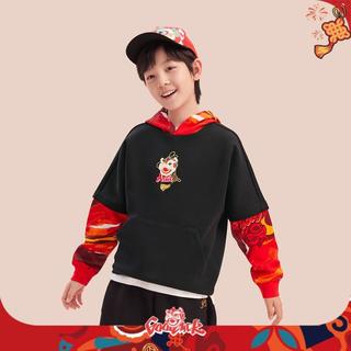 安踏 新年服假两件亲肤优可丝儿童卫衣中大童男童卫衣运动休闲安踏童装