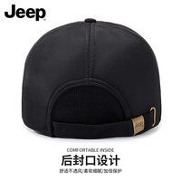 JEEP棒球帽男秋冬季中老年户外防风防寒加厚鸭舌帽加绒后封口爸爸棉帽