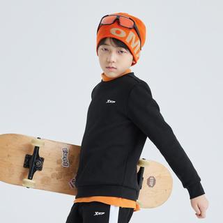 特步 XTEP 新年服秋冬基础款纯色加绒圆领套头卫衣简约保暖舒适百搭特步 XTEP童装