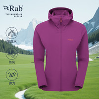 Rab睿坡Borealis女士户外运动轻量帽衫透气舒适连帽软壳衣 QWS-77 黑灰色BEL S