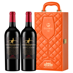 歌樽庄园大袋鼠 澳大利亚干红葡萄酒澳洲进口红酒750ml*2瓶（橙色皮盒套装）