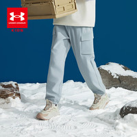 安德玛（Under Armour）安德玛童装秋25儿童加绒运动裤梭织男女大童长裤束脚工装裤 月影灰色 170