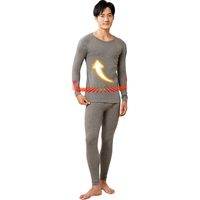 YOUR SUN/宜而爽 纯棉 男士秋衣秋裤套装 XL (130-150斤) 深麻灰