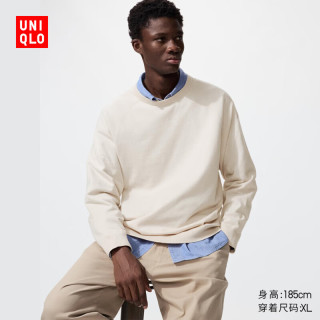 优衣库 男装女装棉混纺圆领针织衫/长袖毛衣毛衫484852 02 浅灰色