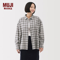 無印良品 MUJI 女式 法兰绒 衬衫式夹克女外套外衣 25年冬季女装 BC2POA5A 灰色格纹