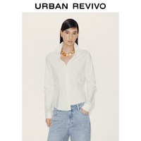 UR2026春季女装气质简约翻领褶皱收腰开襟衬衫UWM260007 本白 XL