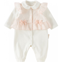 戴维贝拉（DAVE＆BELLA）新生儿连体衣女宝宝针织爬服2026春装婴儿包屁衣小童睡衣 浅粉色 59cm （身高52-59cm）