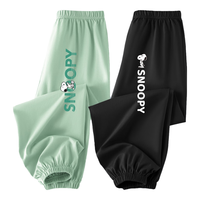 史努比男童裤子防蚊裤夏季薄款纯棉儿童休闲裤潮牌卡通帅气童装 豆绿 颜色努比X+黑 豆绿努比X 90