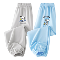 史努比男童裤子防蚊裤夏季薄款纯棉儿童休闲裤潮牌卡通帅气童装 灰 努比棒球手套X+蓝 黄帽努比X 100