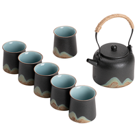 苏氏陶瓷(SUSHI CERAMICS)手绘山水画功夫茶具提梁壶茶具套装1壶6杯礼盒装