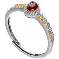 黛米 daimi情冠 红宝石戒指红色彩宝女戒S925银开口戒圈约0.25ct