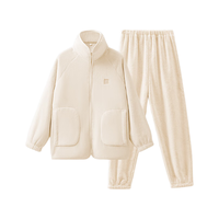十月结晶家居服孕产妇冬季珊瑚绒睡衣月子服家居服套装栀子白 L码