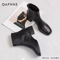 达芙妮粗跟短靴女2025秋季马丁靴女款白色裸靴法式瘦瘦靴子女 38