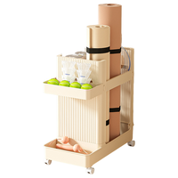 奇古堂 家用多功能收纳推车整理筐带轮可移动羽毛球拍瑜伽垫收纳置物架子